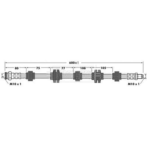 Borg & Beck Brake Hydraulic Hose Line Front Right BBH6758