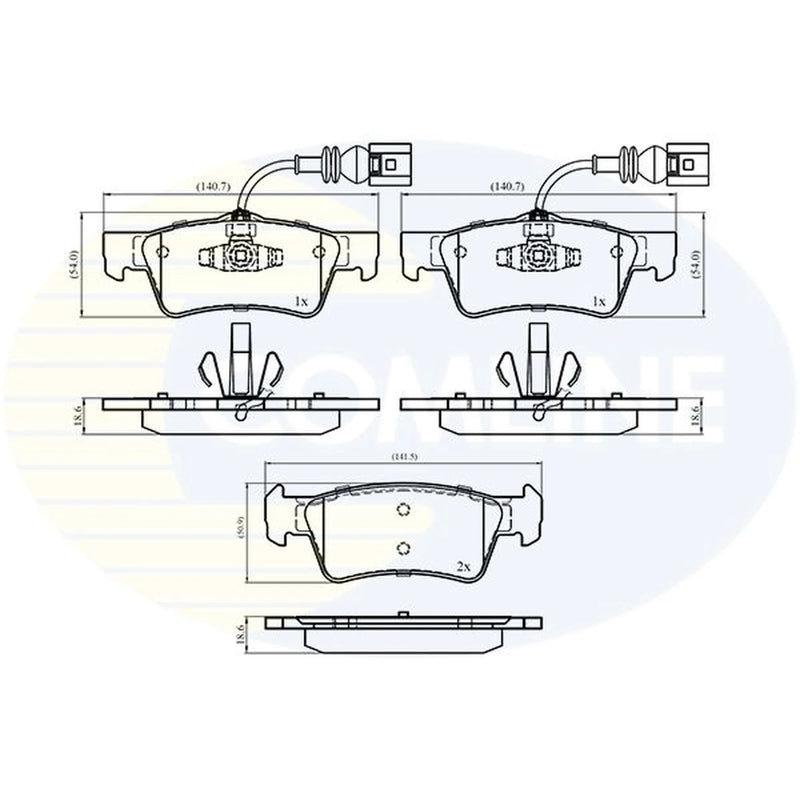 Comline 4 x Rear Brake Pad Set fits VW Touareg 2002-2010 2.5 3.0 3.2 3.6 4.2 5.0