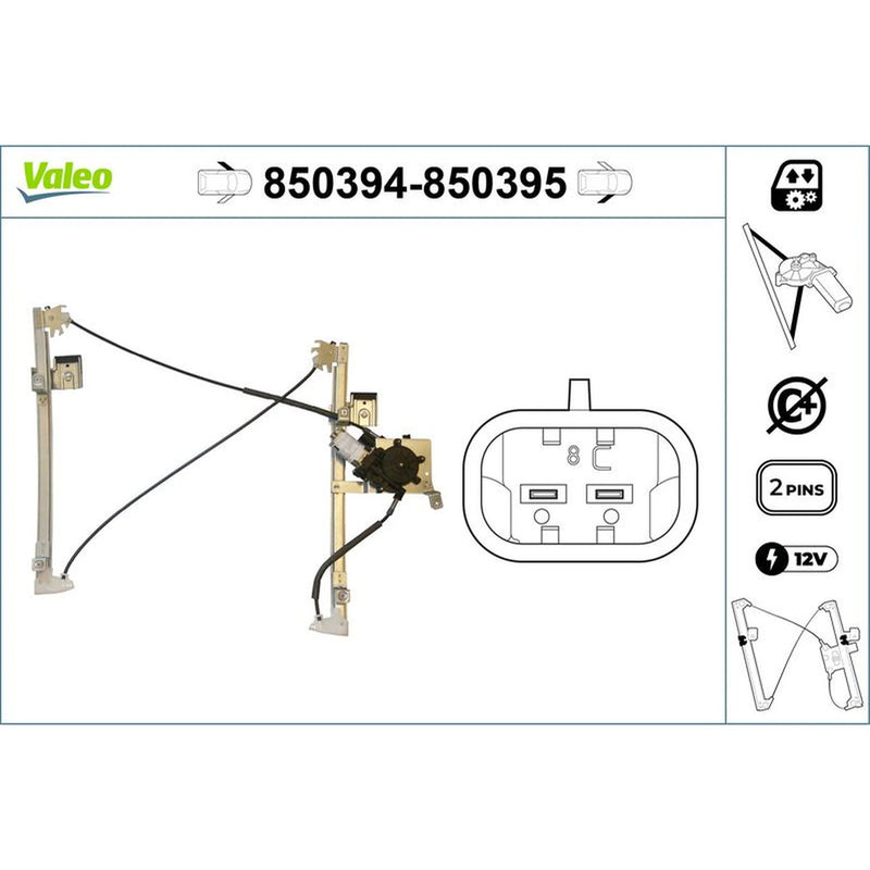 Valeo Electric Window Regulator Lifter Right Front 850395