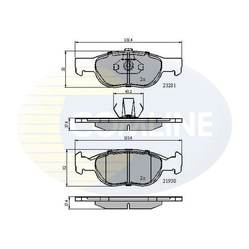 Comline 4 x Front Brake Pad Set fits Fiat Punto 1994-2012