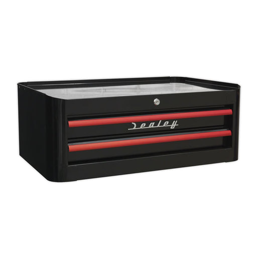 Sealey Mid-Box 2 Drawer Retro Style Black with Red Anodised Drawer Pulls Sealey - Dynamic Drive