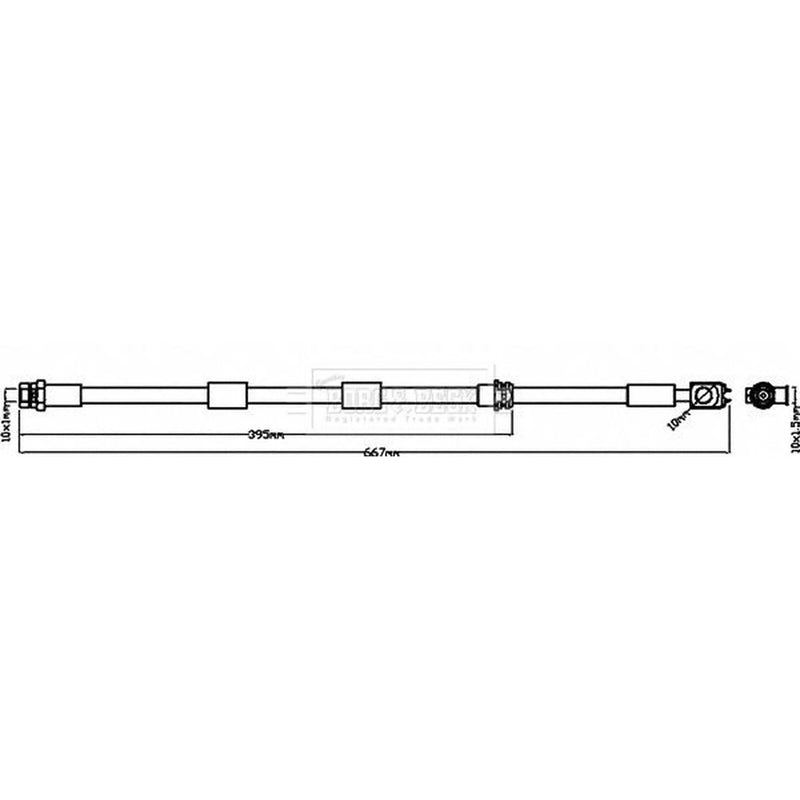 Borg & Beck Brake Hydraulic Hose Line Front Right BBH8380