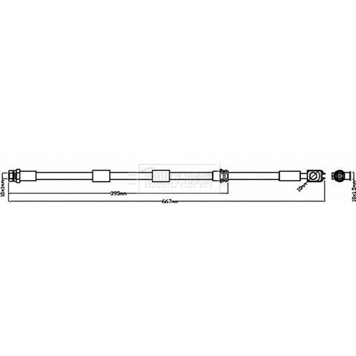 Borg & Beck Brake Hydraulic Hose Line Front Right BBH8380