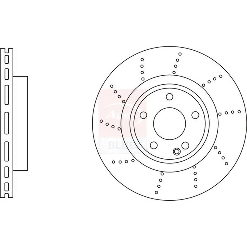 Apec 2 x Perforated/Vented Front Brake Discs SDK6936-x2