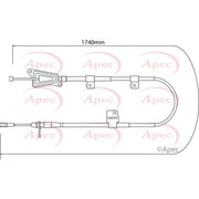 Apec Handbrake Cable Right Rear fits Nissan X-Trail I 2001-2013 2.0 2.2 2.5