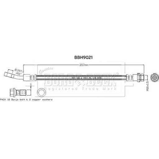 Borg & Beck Brake Hydraulic Hose Line Rear Right BBH9021