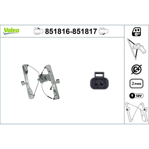 Valeo Electric Window Regulator Lifter Left Front 851816