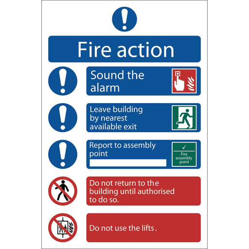Draper Fire Action Procedure' Mandatory Sign, 200 x 300mm, Design 2 72156 Draper - Dynamic Drive
