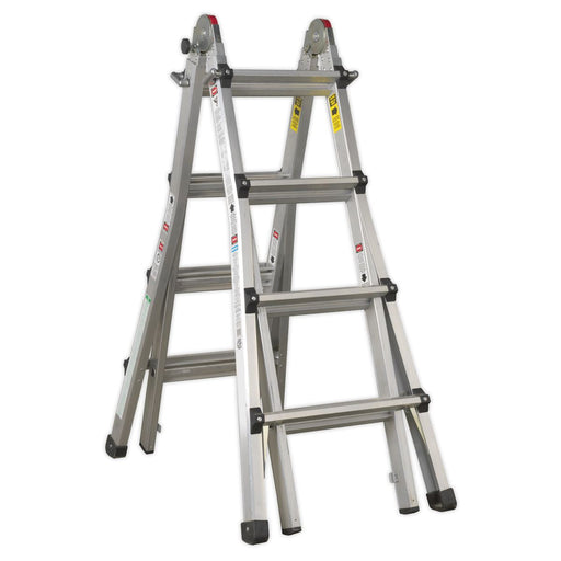 Sealey Telescopic Ladder Adjustable Height 4-Way Aluminium - BS EN 131 AFPL3 Sealey - NN4 Online 