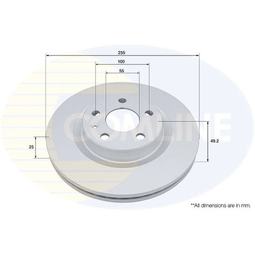 Comline 2 x Internally Vented Brake Discs fits Toyota Prius Phv 2016-2022 1.8