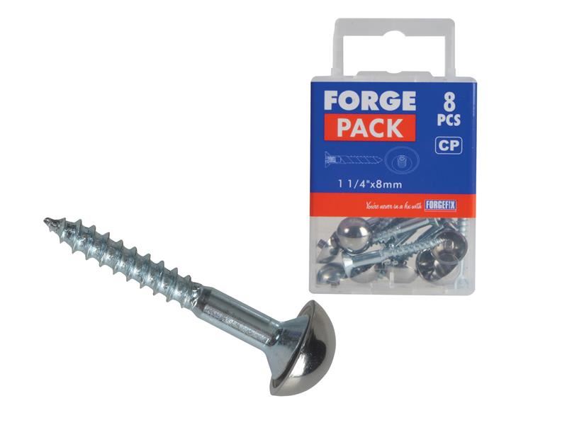 ForgeFix Mirror Screw Chrome Domed Top Slotted ZP 1.1/4in x 8 Forge Pack 8 ForgeFix - NN4 Online