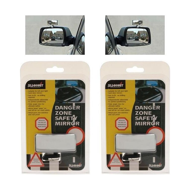 2 x Summit Dangerzone Safety Mirror - Towing / Reversing for Cars & Vans Clip On Summit  - Dynamic Drive