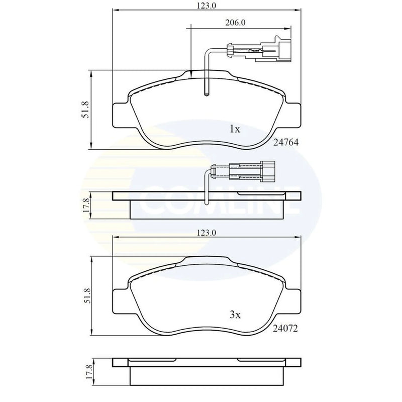 Comline 4 x Front Brake Pad Set fits Ford Ka 2008-2016 1.3
