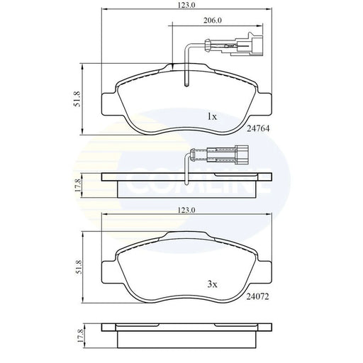 Comline 4 x Front Brake Pad Set fits Ford Ka 2008-2016 1.3