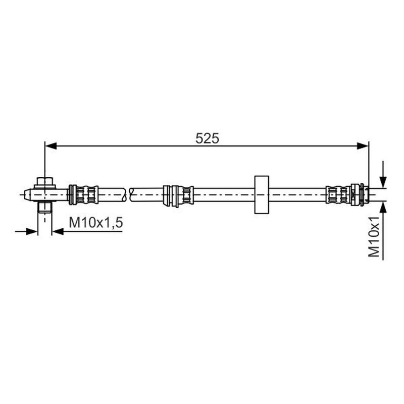 Bosch Brake Hydraulic Hose Line Front fits Audi A2 2000-2005 1.4 1.6