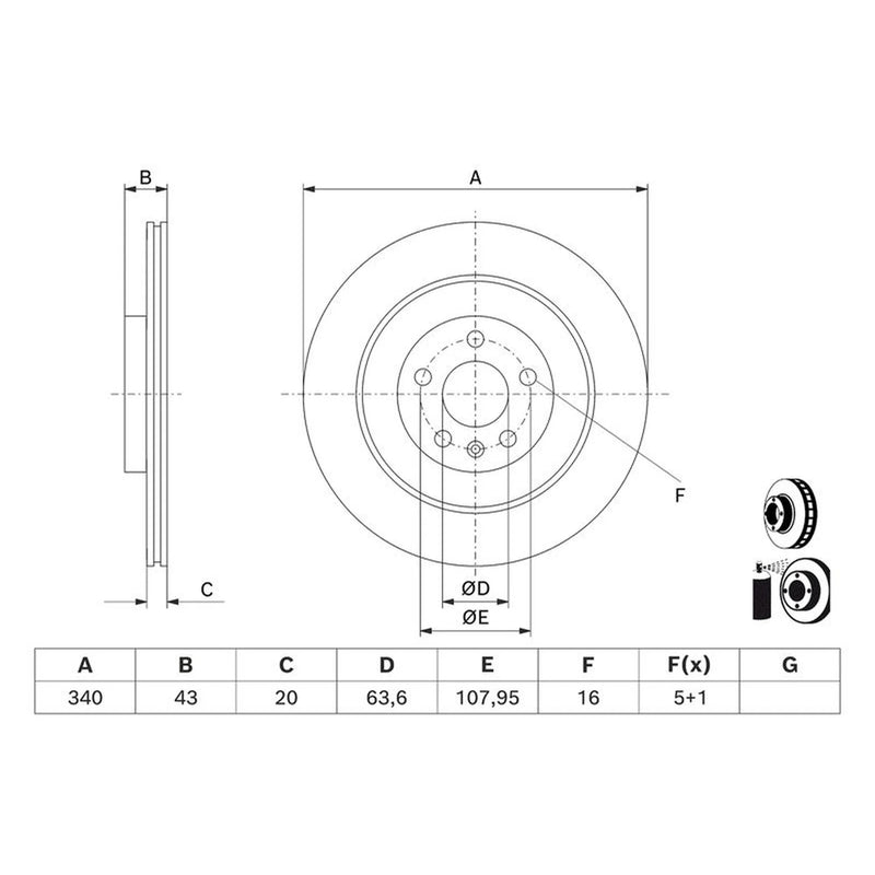 Bosch 2 x Vented Brake Discs