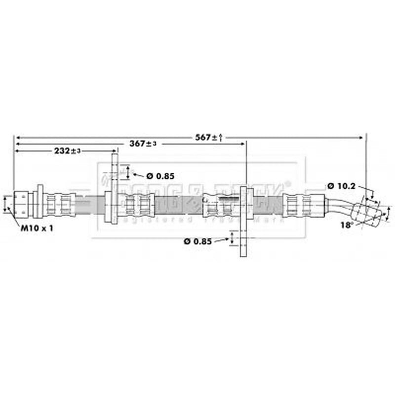 Borg & Beck Brake Hydraulic Hose Line Rear Right BBH6204