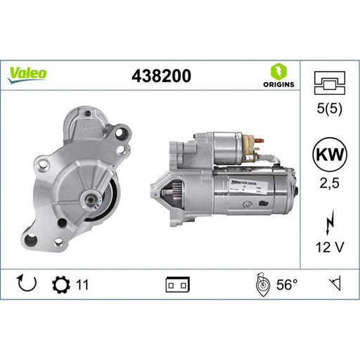 Valeo Starter Motor 12V 2.5kW 11 Teeth 438200