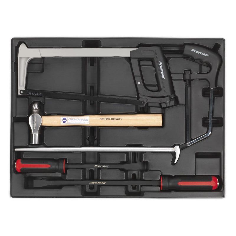 Sealey Tool Tray with Pry Bar Hammer & Hacksaw Set 6pc TBT30 Sealey - Dynamic Drive
