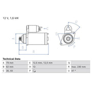 Bosch Starter Motor 12V 1.2kW 13 Teeth
