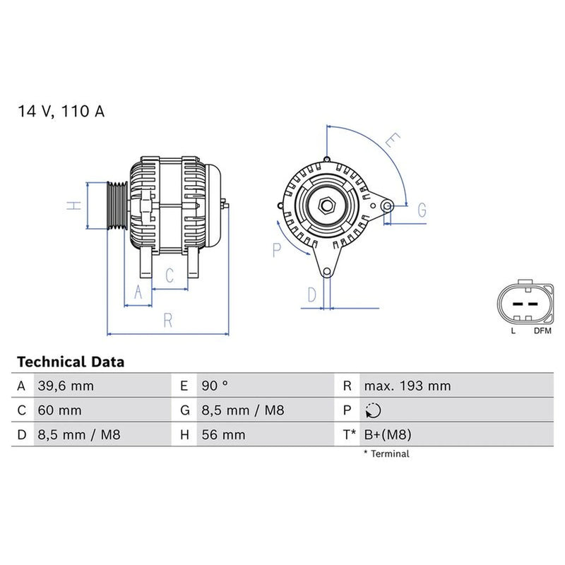 Bosch Car Alternator 12V 0 986 084 930