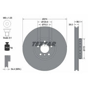 Textar 2 x Front Two-Piece Brake Disc Brake Discs 92266325