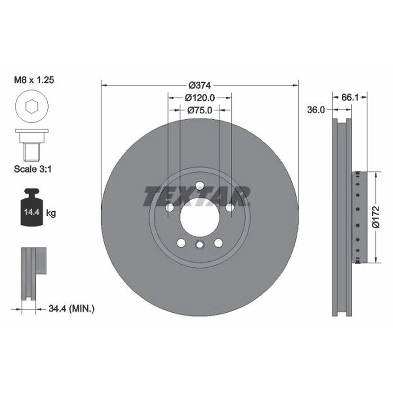 Textar 2 x Front Two-Piece Brake Disc Brake Discs 92266325