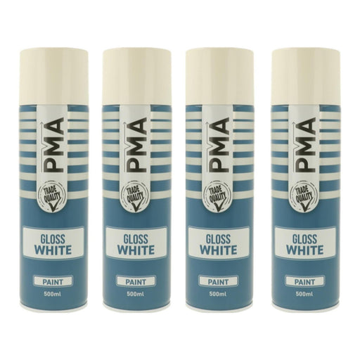 4x AUTOTEK Professional Gloss White 500ml Spray Paint High Coverage Autotek  - Dynamic Drive