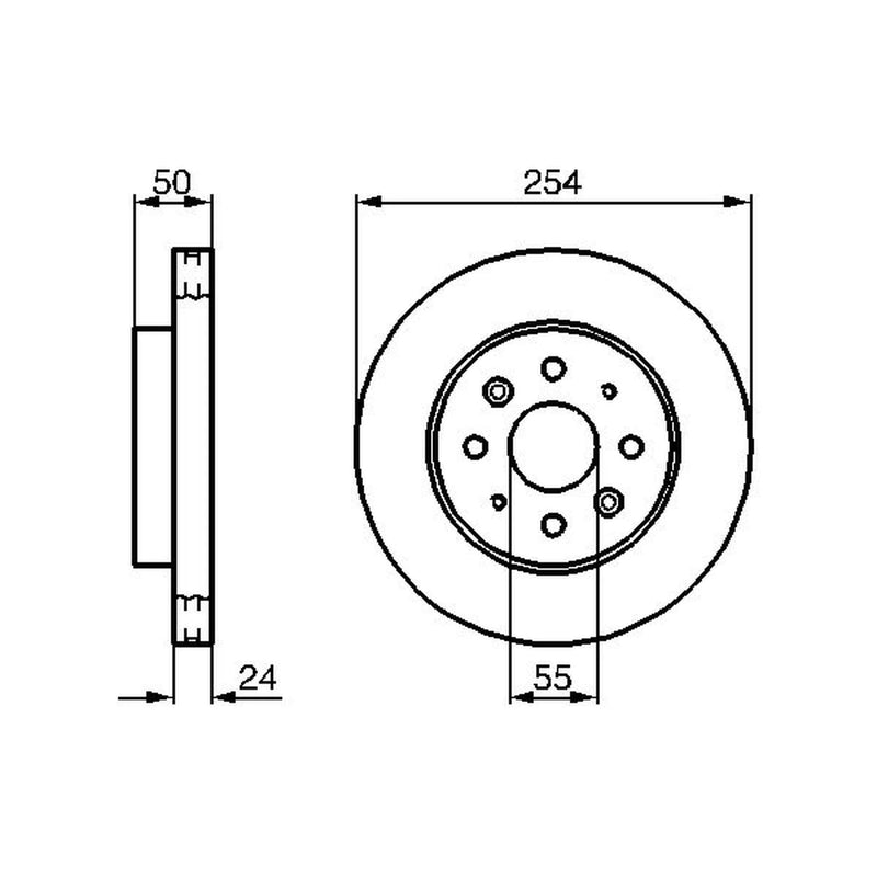 Bosch 2 x Vented Brake Discs fits Kia Rio I 2000-2005 1.3 1.5