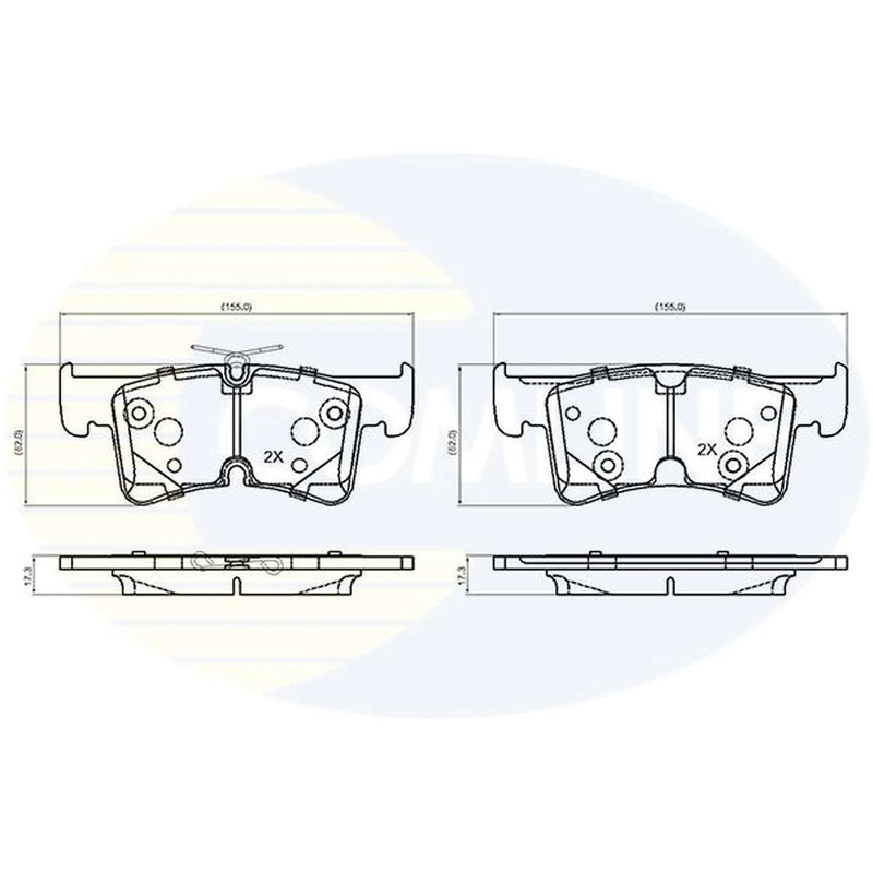 Comline 4 x Rear Brake Pad Set fits VW Multivan T7 2021-2024 1.4 1.5 2.0