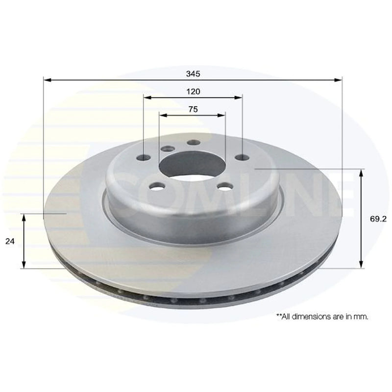 Comline Rear Brake Internally Vented Discs & Pads fits BMW 5 2010-2017