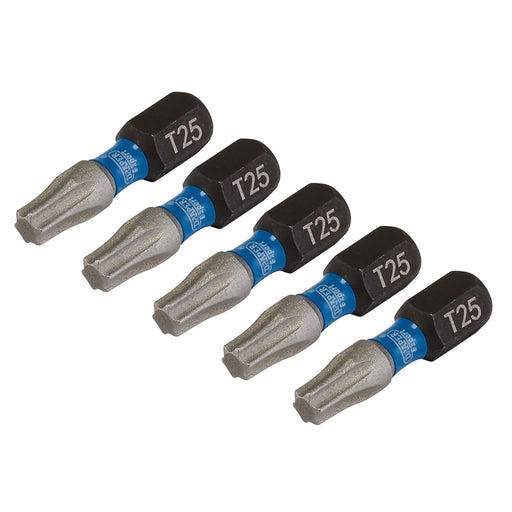 Draper Expert TX-STAR Impact Screwdriver Bits, T25 x 25mm, 1/4" Hex (Pack of 5) Draper - Dynamic Drive