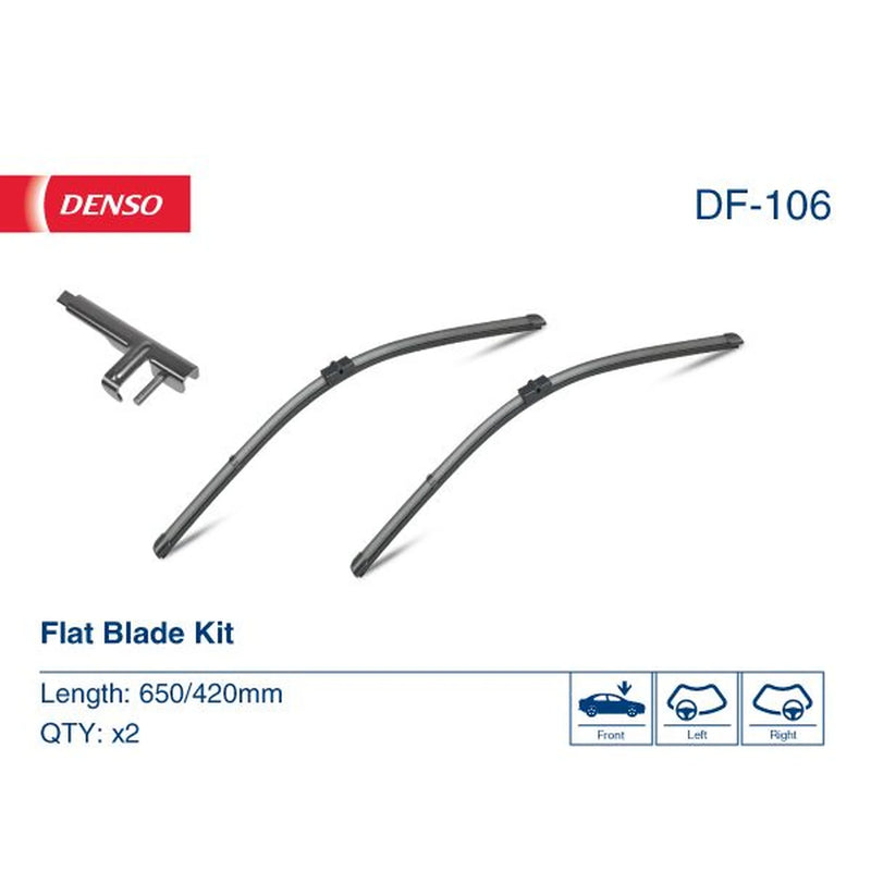 Denso Front & Rear Wiper Blade Set fits Ford Focus II 2004-2012