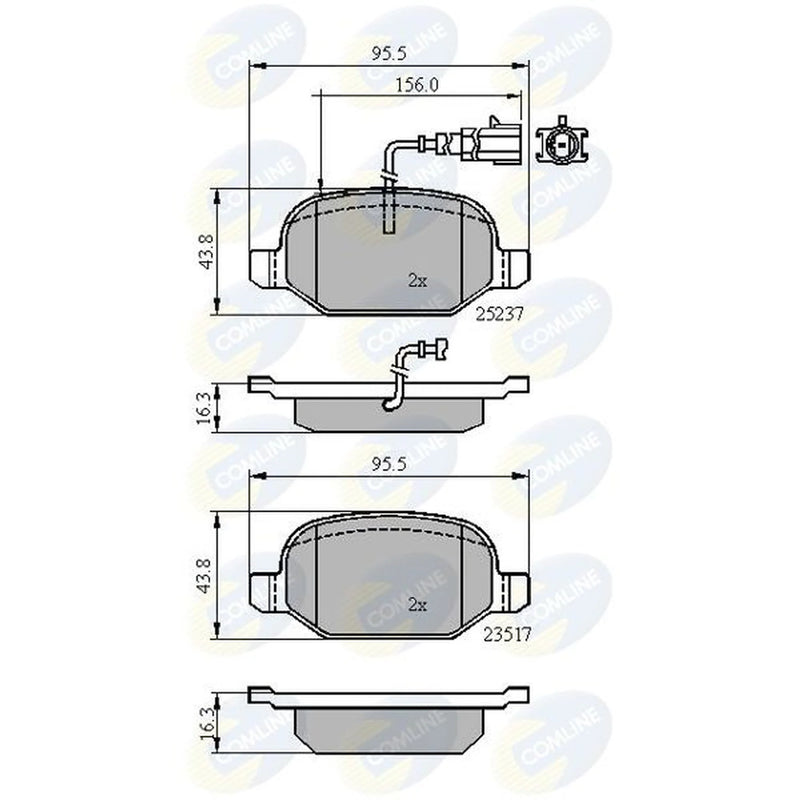 Comline 4 x Rear Brake Pad Set fits Alfa Romeo Mito 2008-2018 0.9 1.3 1.4 1.6