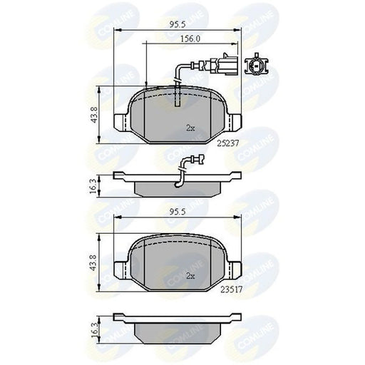 Comline 4 x Rear Brake Pad Set fits Alfa Romeo Mito 2008-2018 0.9 1.3 1.4 1.6