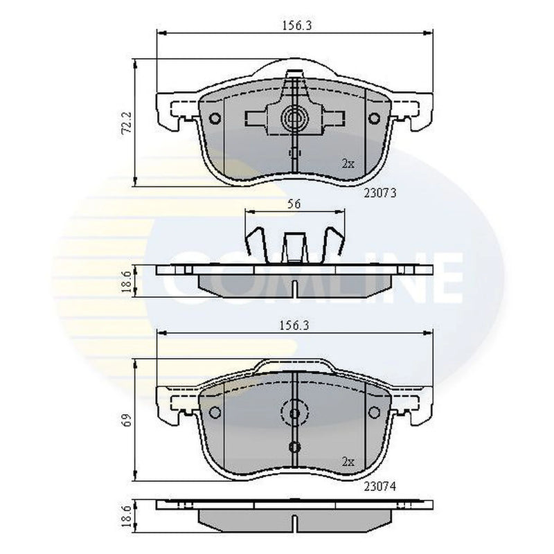 Comline 4 x Front Brake Pad Set fits Volvo S60 I 2000-2010 2.0 2.4 2.5