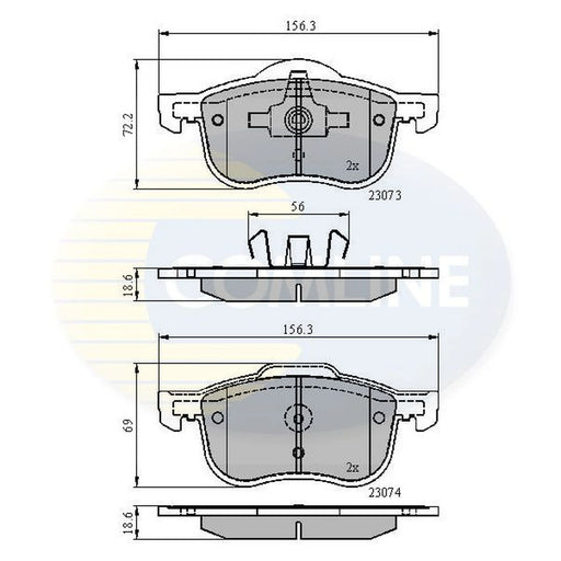 Comline 4 x Front Brake Pad Set fits Volvo S60 I 2000-2010 2.0 2.4 2.5