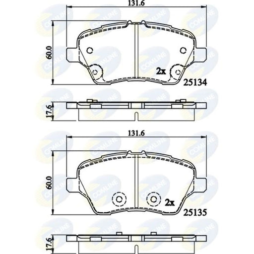 Comline 4 x Front Brake Pad Set fits Ford B-Max 2012-2017 1.0 1.4 1.5 1.6