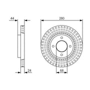 Bosch 2 x Vented Brake Discs