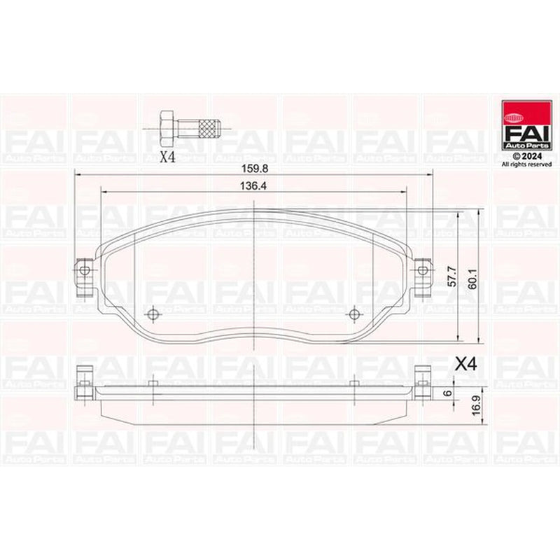 FAI Front Brake Pad Set fits Fiat Talento 2016 on 1.6