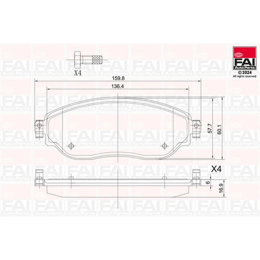 FAI Front Brake Pad Set fits Fiat Talento 2016 on 1.6