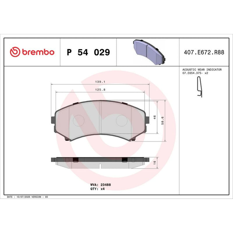 Brembo 4 x Front Brake Pad Set fits Mazda Bongo Bus 1991-2003