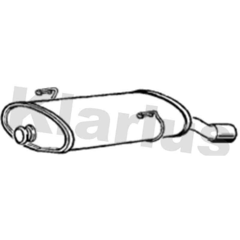 Klarius Box With Tail Pipe Rear fits Peugeot 206 1999-2009 1.6 2.0