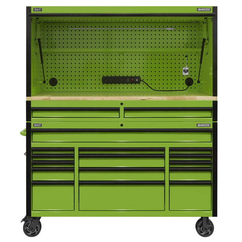 Superline PRO Black Edition Mobile Trolley with Wooden Worktop Hutch Superline Pro - Dynamic Drive