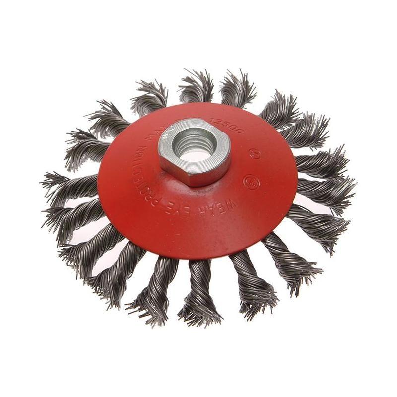 Faithfull Conical Wire Brush 115mm M14x2 Bore, 0.50mm Wire Faithfull - NN4 Online