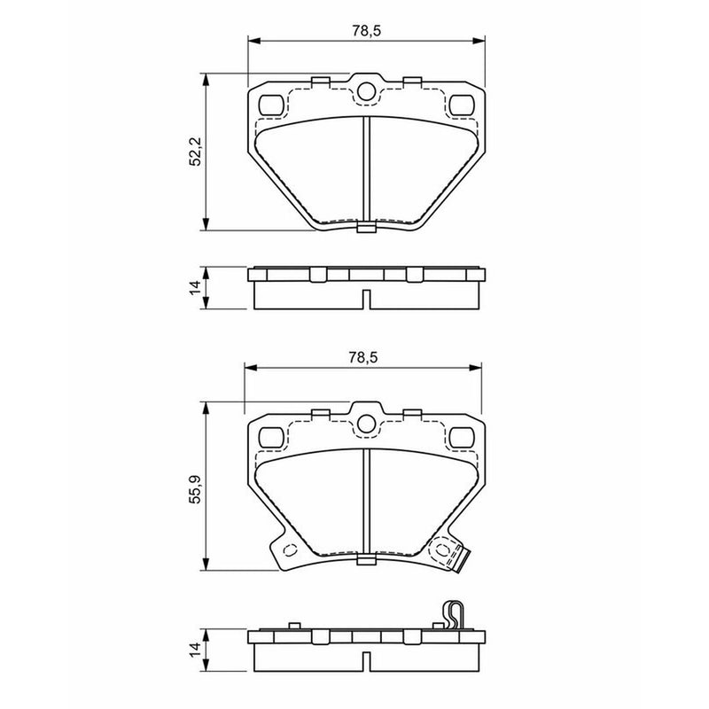 Bosch Front & Rear Pads fits Toyota Yaris/Vitz 1999-2005 1.0 1.3 1.4