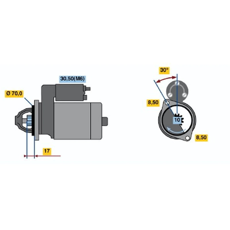Bosch Starter Motor 12V 1.7kW 10 Teeth