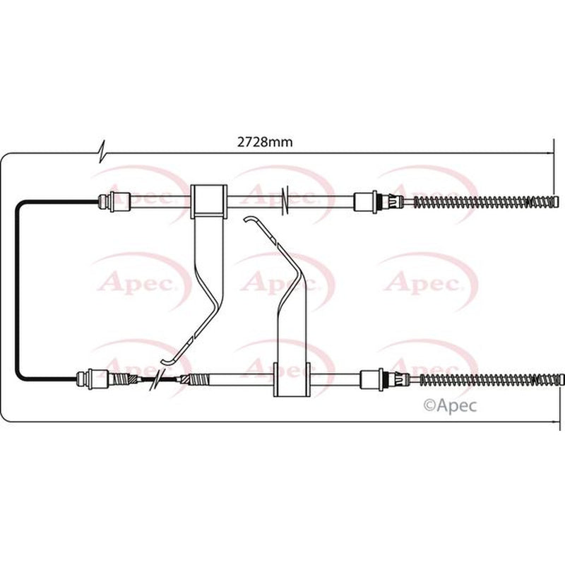 Apec Handbrake Cable Left Rear fits Ford Transit 1991-2000 2.0 2.5