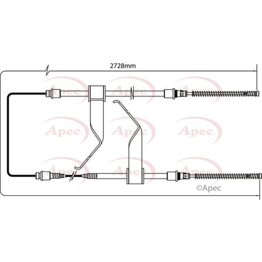 Apec Handbrake Cable Left Rear fits Ford Transit 1991-2000 2.0 2.5