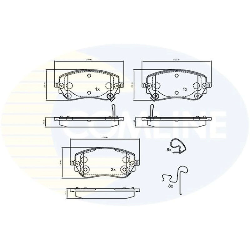 Comline 4 x Front Brake Pad Set fits Abarth 500E 2023 on